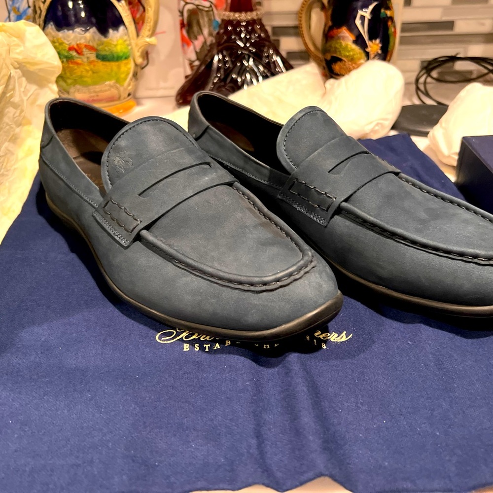 Brooks Brothers 1818 Footwear Suede Penny Moccasins, like new, Size 10.